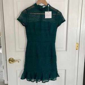 Hello Molly Emerald Green lace overlay dress